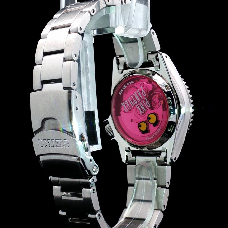Pink Dial Automatic Analogue Watch for Men with Stainless Steel Strap.