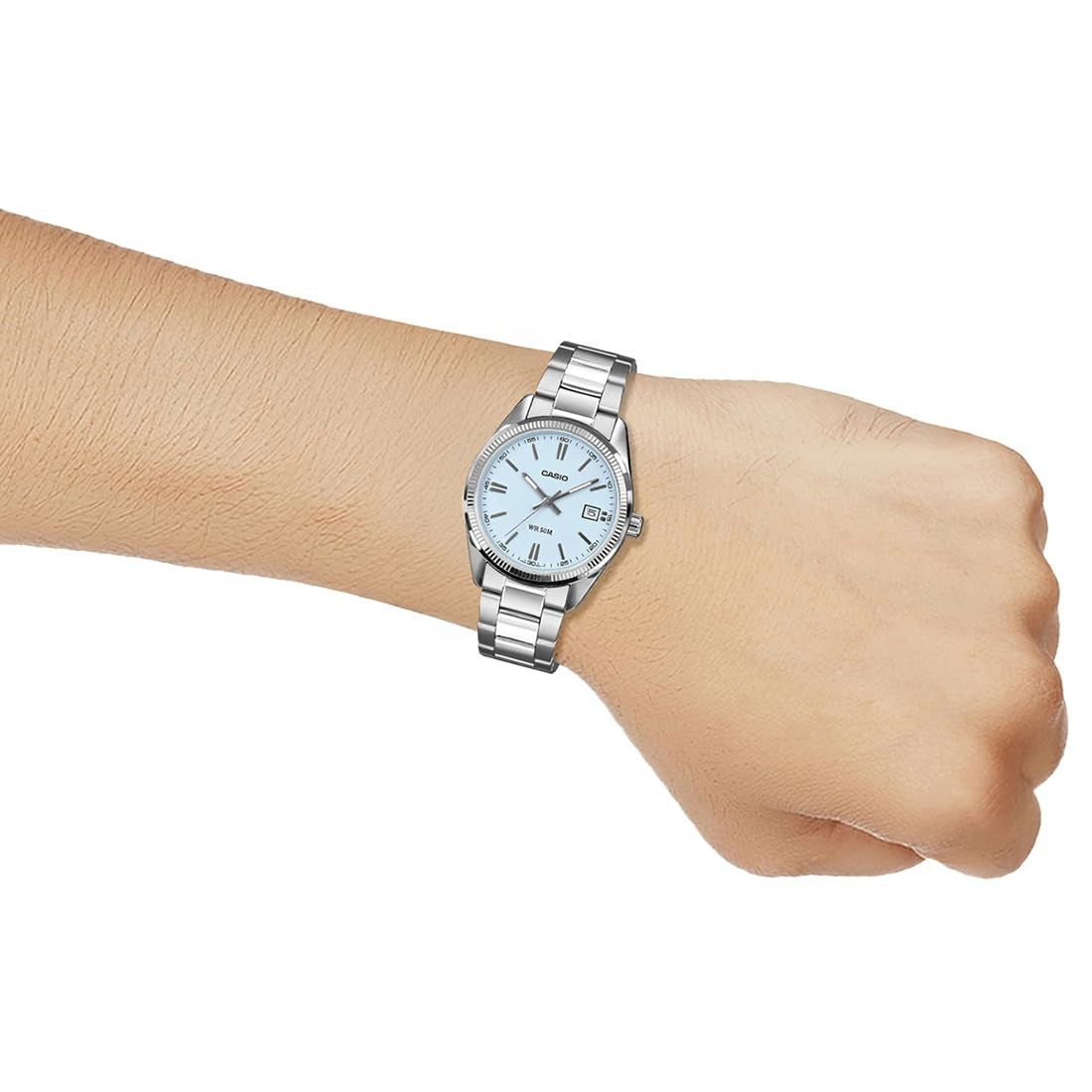 Classic Silver Dial Stainless Steel Analogue Watch For Men – Stylish Date Display Wrist Watch