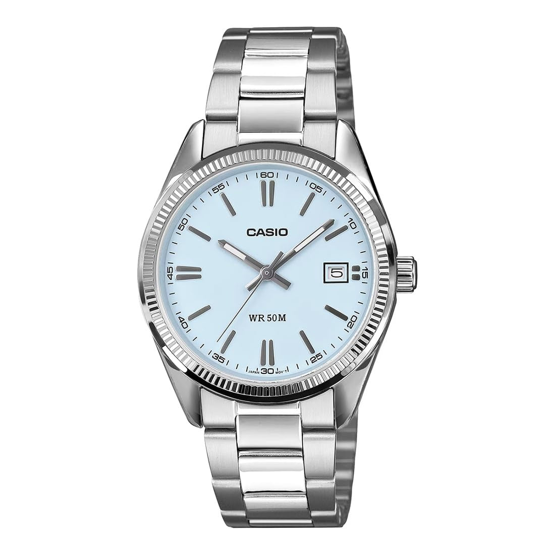 Classic Silver Dial Stainless Steel Analogue Watch For Men – Stylish Date Display Wrist Watch